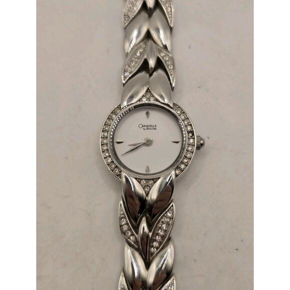 Caravelle By Bulova Rhinestone Ladies' Watch. 6.25" Band. New Battery. MINT - Picture 1 of 8